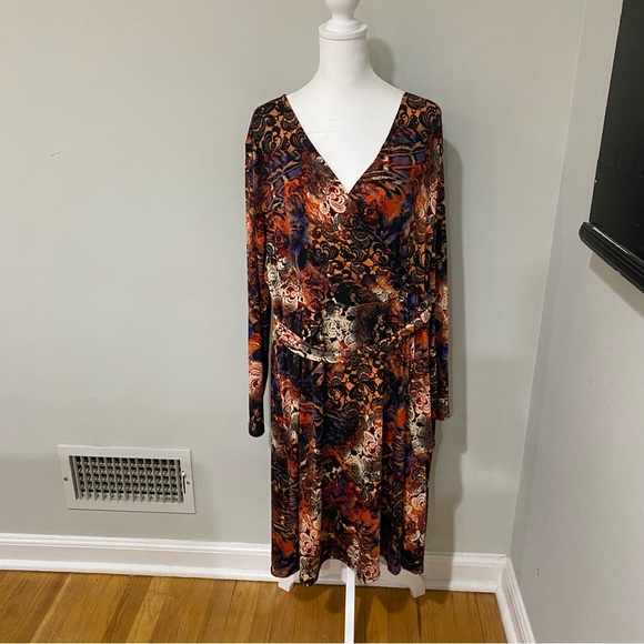 Maxi Faux Wrap Dress with Side Tie Hippie Indie Boho Hippster Plus Size 1X - Picture 10 of 15